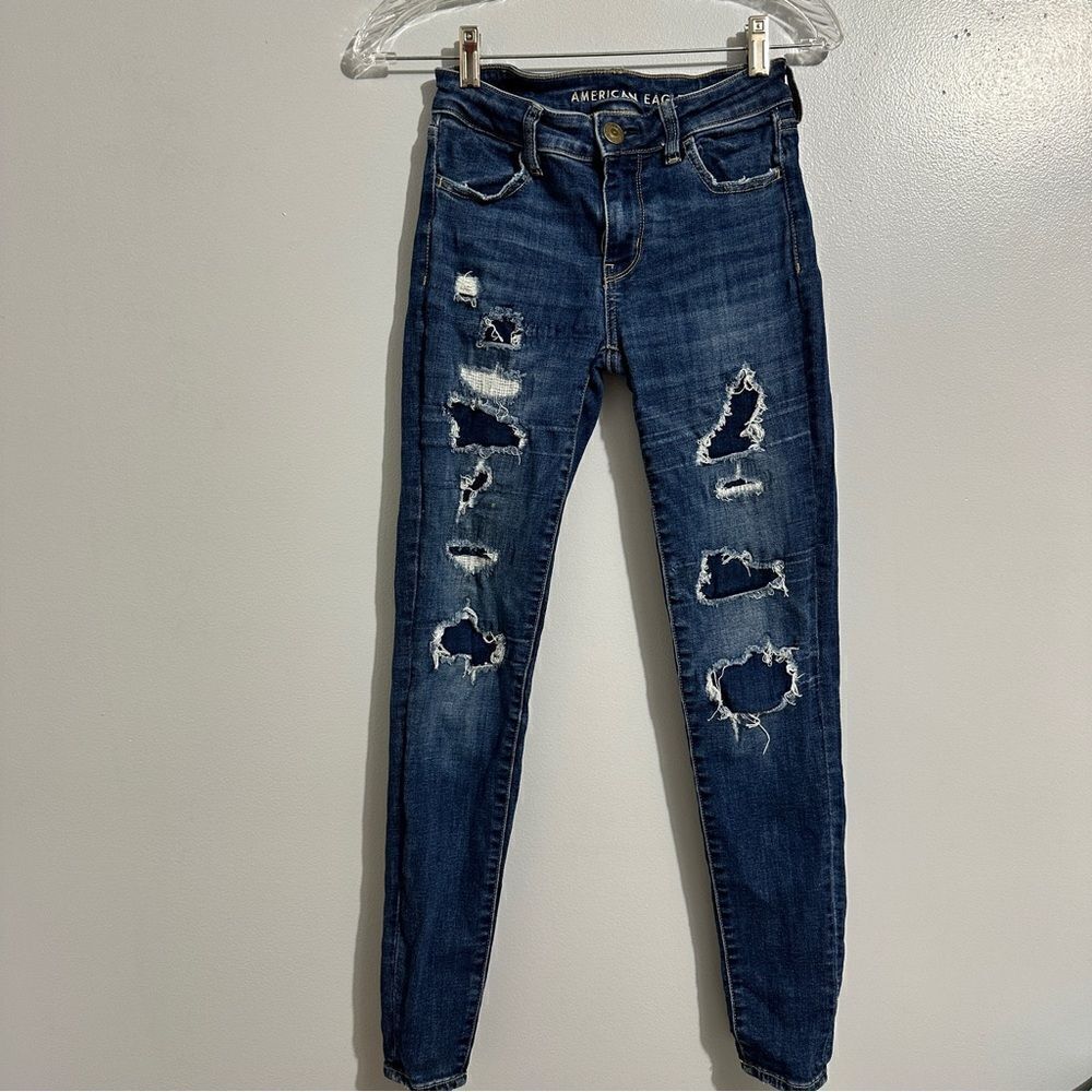 American Eagle next level stretch patched jeans size 0